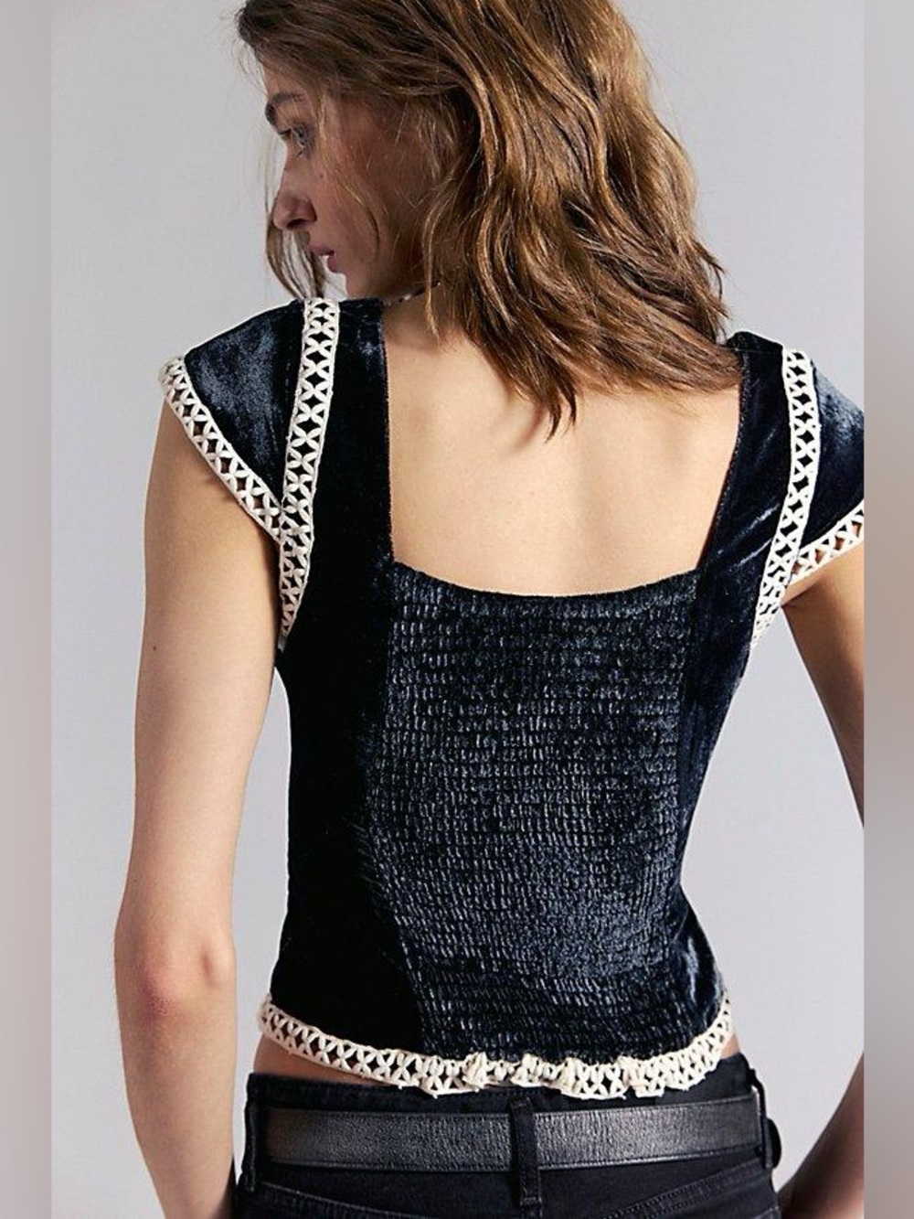 NWOT Free People Tyler Velvet Corset Top in Black - Picture 7 of 12